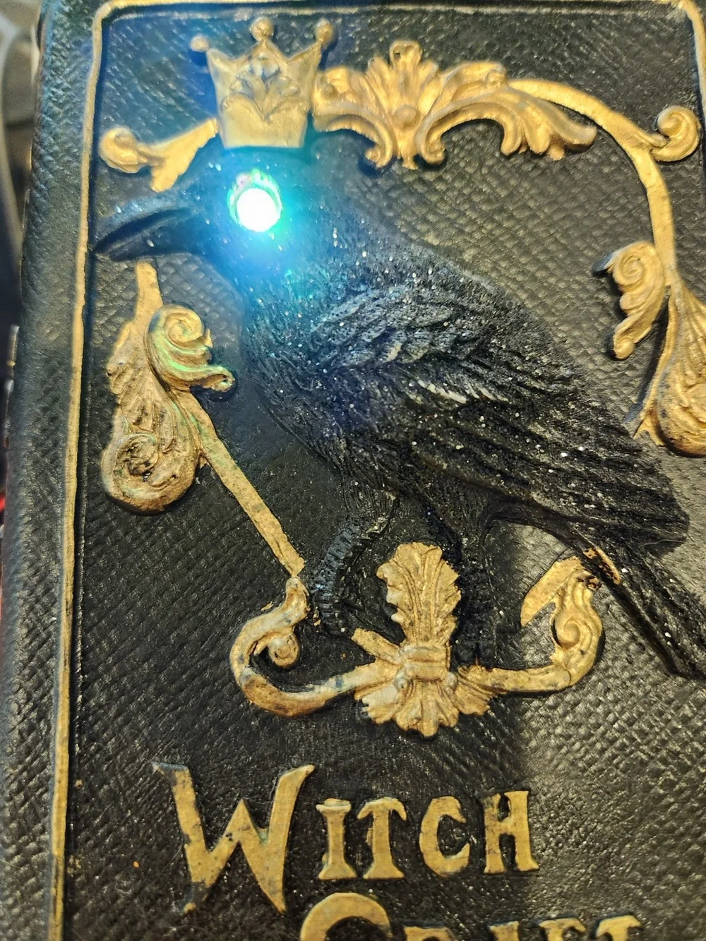 Halloween Cursed Spell Book w/ Raven Light Up Decor-Unique Fake Book Prop
